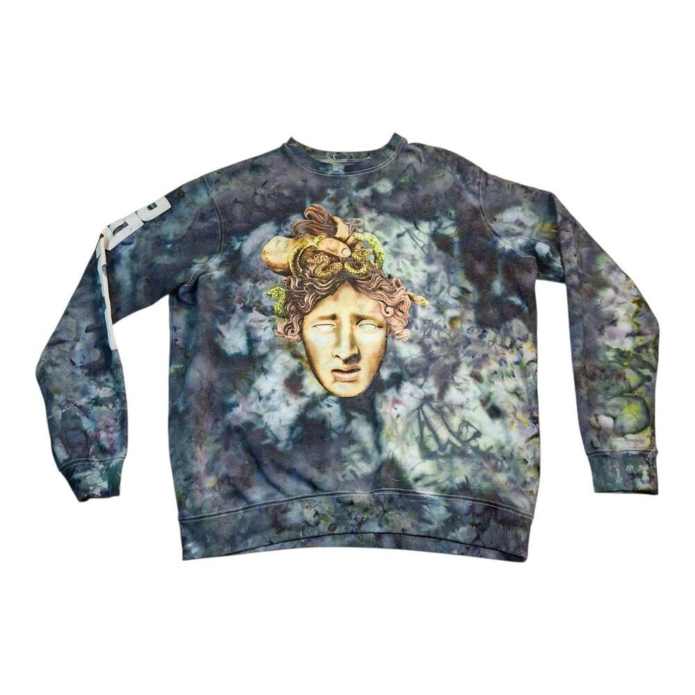 Bengal Sweatshirt Mens XL Gray Tie Dye Medusa Statue Graphic Streetwear Gothic